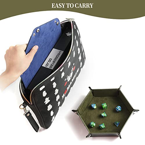 Grajar 2 Pcs Portable Folding Dice Rolling Tray Set for RPG DND Table Games - PU Leather and Velvet Holder Storage Box - RoyalBlue and Green - color: Royalblue and Green