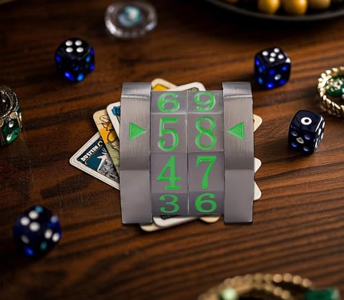 Metal MTG Life Counter, Life Counter MTG, Magic Life Counter Gift Box Packaging Suitable for Board Games, Card Games, Compatible with MTGs and TTRPG(Black Nickel_Green) - color: Black Nickel_green
