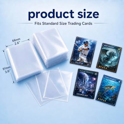1200ct Clear Card Sleeves for Trading Cards, Plastic Card Sleeves, Game, Sports Cards, Standard Cards, Baseball Football Cards, Open Top, Non-PVC - size: 1200PCS