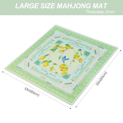 Jongyance American Learning Mahjong Mat (33”x33”), Mahjong Mat for Table, Mah-jongg Game Mat - color: Green