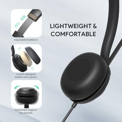 Yealink USB Wired Mono Headset,UH37 Computer Headset with Noise Cancelling Microphone,USB-A/C Call Center Headset for Teams,Zoom,Computer PC Laptop - color: Black,Mono, style: Teams Certified