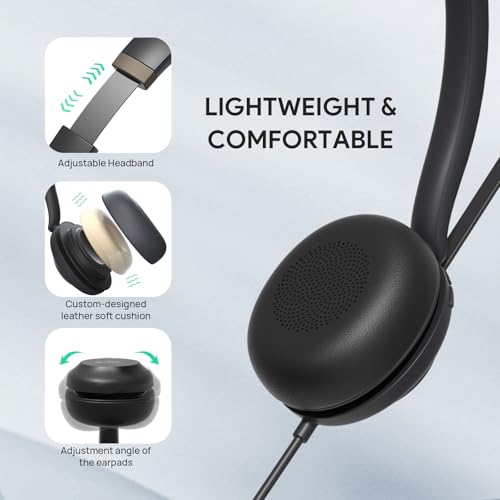 Yealink UH37 USB Headset with Mic,Wired Headset with Noise Cancelling Microphone for Computer PC Laptop VoIP Phone,USB-C/A Cable,Works with Zoom and Other Leading UC Platforms - color: Black,Stereo, style: UC Optimized