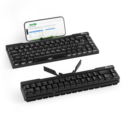 RK ROYAL KLUDGE F68 60% Foldable Low Profile Wireless Mechanical Keyboard | Extremely Portable Wireless Keyboard with Aluminum Body, Built-in Stand Holder, 68 Keys Foldable Compact Keyboard BT5.0 - color: Black