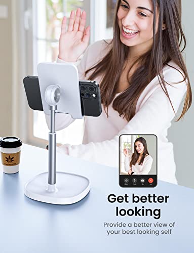 LISEN Phone Stand for Desk, Cell Phone Holder, White Gaming Accessories | Phone Stand White, Adjustable Phone Stand for Desk, Phone Stand, iPhone Stand Compatible with Switch iPad, 4-10 in Devices - color: White