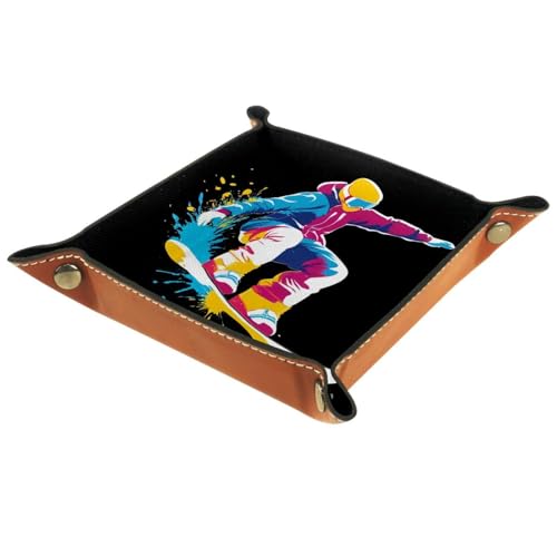 Dice Trays Snowboard Sport Holder Storage Box for Dice Games Like RPG DND, Leather Dice Holder Portable Folding Rolling Dice Tray, 16x16cm - color: Multi 4