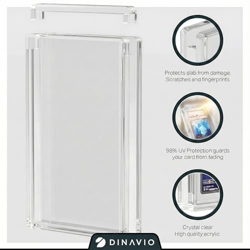 PSA Graded Card Display Acrylic Case for Standard PSA and CGC Slabs - Slab Case - PSA Card Case - Graded Card Display Case - Updated Dimensions - Stand Included (Clear Border) - color: Clear Border