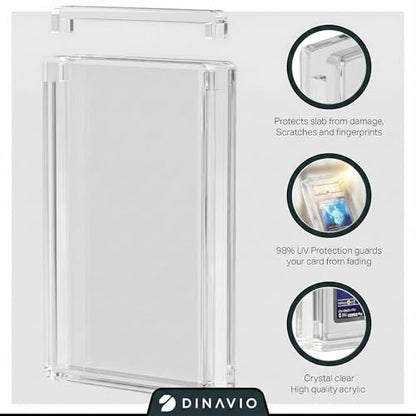 PSA Graded Card Display Acrylic Case for Standard PSA and CGC Slabs - Slab Case - PSA Card Case - Graded Card Display Case - Updated Dimensions - Stand Included (Clear Border) - color: Clear Border