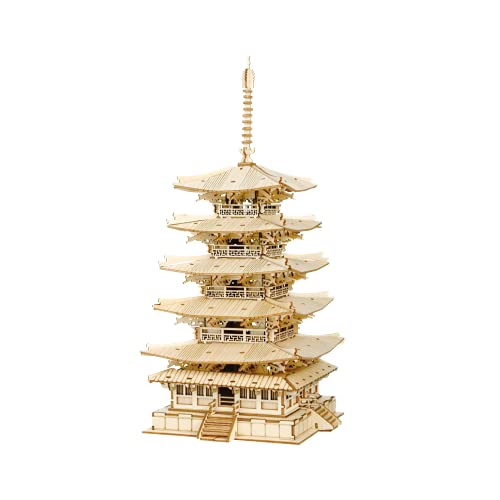 Rowood 3D Puzzles for Adults, Wooden Model Kits for Adults to Build, Gift on Birthday Christmas - Five-storied Pagoda (275 PCS) - style: Five-Storied Pagoda