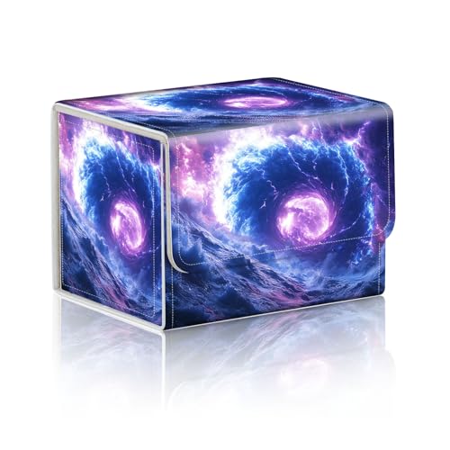Trading Card Storage Box, Holds 100+ for MTG Cards, PU Leather with Magnetic Closure, Stormy Ocean with Cosmic Vortex Durable Deck Box for Magic the Gathering, Trading Card Games - color: Stormy Ocean with Cosmic Vortex