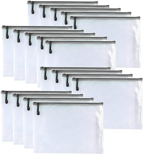 Oaimyy-18 PCS-Mesh Zipper Pouch, Plastic Zip File Folders Puzzle Bags Large Reusable Zipper Pouches for Organizing Classroom Board Game Organization,Home Storage-(Black, 7"x 11") - color: Black, size: 7"x 11"