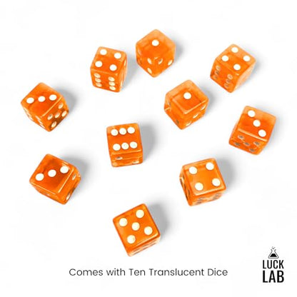 Luck Lab 10 Piece 19 mm Dice Pack - Acrylic and Translucent D6 Dice, Square w/Rounded Edge for Casino, Craps, RPG MTG DND Dice Table Games and Board Games (Orange) - color: Orange