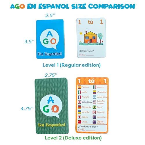 AGO En Espanol 2 Card Game for Learning Spanish (Deluxe Edition) Learn Spanish The Fun Way! - Boost Vocabulary & Grammar Skills - Learning for All Ages! - style: AGO En Espanol 2