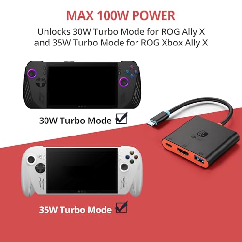 Switch 2 Dock for TV, Aluminum Alloy Shell HDMI 2.0 4K@60Hz HDR Docking Station for Nintendo Switch 2/OLED/Steam Deck/ROG Ally, USB C to HDMI Adapter with 100W PD 3.0 Fast Charging & USB3.0