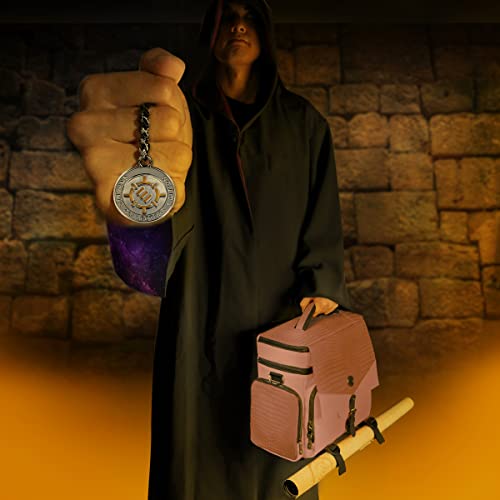 ENHANCE Collector's Edition RPG Adventurer's DnD Bag - Dragon Hide Exterior Travel RPG Bag with Tabletop Miniatures Storage Vault, Mat Holder, DnD Dice & Token Pockets, Fits 4-8 Books (Dragon Pink) - color: Dragon Pink