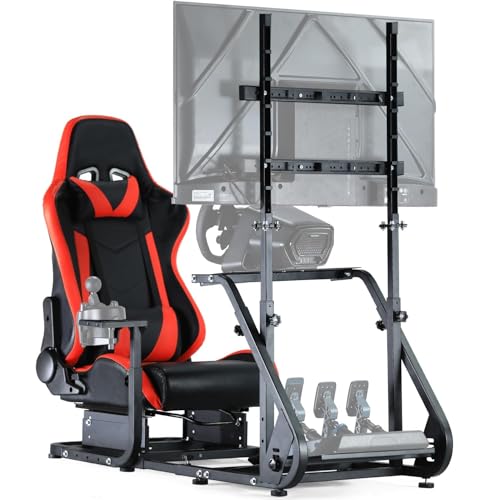 Dardoo G923 Racing Simulator Cockpit with Monitor Frame Fit for Logitech G29 G920, for Thrustmaster T80 T150, for Fanatec, Gaming Wheel Stand with Seat,Not Included Shifter,Wheel,Pedals and Display