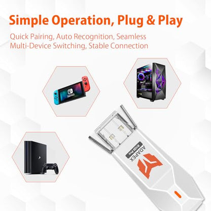 BIGBIG WON Controller Adapters, R100 Pro Wireless Adapter for Xbox One X|S Controller/Xbox Series X|S Controller/Elite Series 2/PS5/PS4/Switch Controllers Playing on PS4/Switch/PC Windows11&10(1pc)