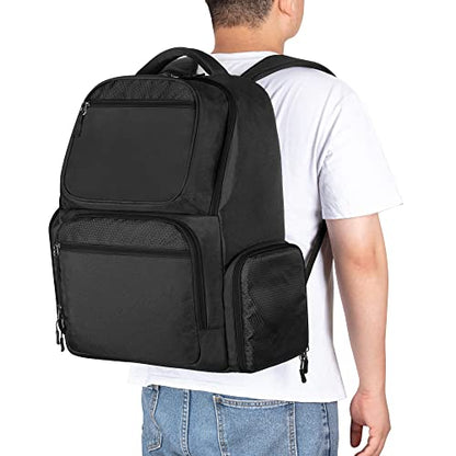 Trunab Backpack Compatible with Xbox Series X/S, Carry Case with Divider | Game Storage Bag Fits 15.6" Laptop, Controller & Cables, Padded Pockets for Gaming Accessories - color: Black Zip