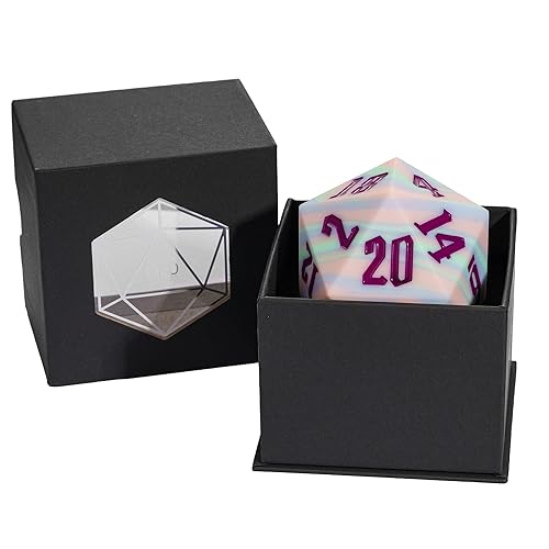 55mm Silicone D20 Dice, Tricolor Large Single 20 Sided DND Dice | Giant D20 Dice with Gift Box for Dungeons and Dragons RPG Bar Pub Club Party Games (Pink Blue Green/Purple) - color: Pink Blue Green/Purple