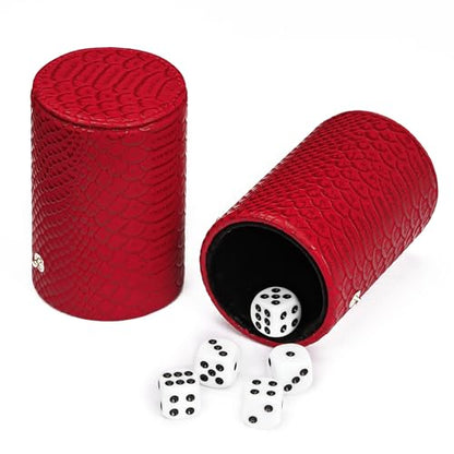 3 in 1 PU Leather Dice Rolling Tray with Two Dice Cup Set, Portable Folding DND Dice Trays for RPG Board Games and Pub Party Games - color: Red
