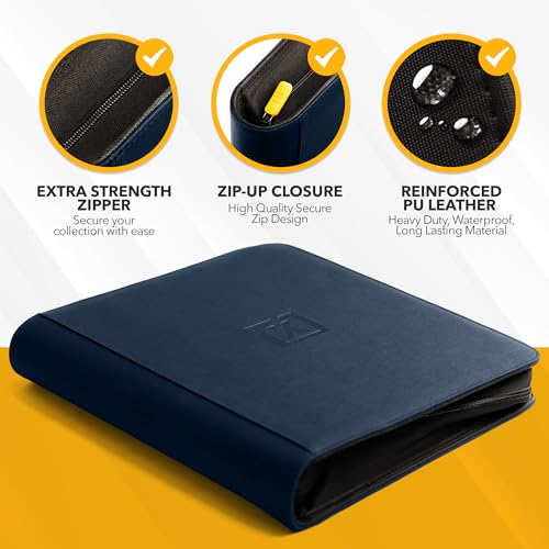 X PRO Graded Card Binder - Holds 60 Graded Slabs, Suitable for PSA and CGC Slabs | 6 Pocket Slab Binder Design | Ringless PSA Slab Binder | PSA Slab Case (Midnight Blue) - color: Midnight Blue