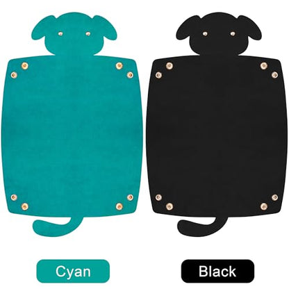 SIQUK 2 Pieces Dog Dice Tray Folding Dice Rolling Trays PU Leather Scroll Dices Holder Storage for D&D RPG Games (Cyan, Black) - color: Cyan, Black