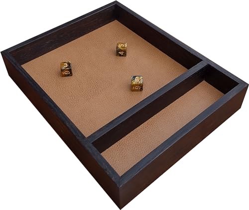 Oak Wood Dice Tray with Storage Area Wooden Rolling Box RPG Tabletop Boardgame Accessories (Copper) - color: Copper