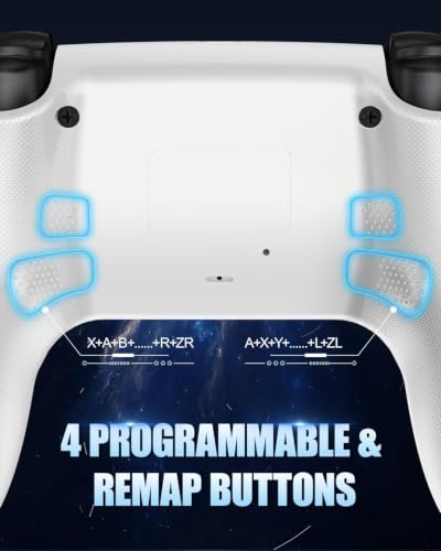 GUOC LED Wireless Controller for PS5 with Hall Effect Joystick and Trigger,4 Macron Boutton Extended Grip Controller Compatible with PS5 Pro/Slim, Dual Vibration, Remap/Turbo Function