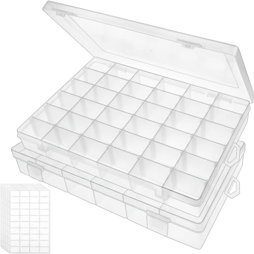 Bead Organizer Storage 2 Pack 36 Grid Jewelry Tackle Craft Box Adjustable - color: 2 Pack