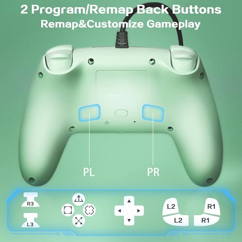 AKalyptra RGB Wired Controller for PS-5/PC, Gaming Controller Support Programmable/Remap/Turbo Functions, Dual Vibration, 3.5MM Audio Jack, Motion Control, Compatible with PS-5/PS-4/PC/MAC/IOS/Android/Steam Deck(Green, 87inch) - color: Green
