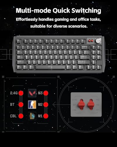 nuphy WH80 Hot-Swap Rapid Trigger Wireless Magnetic Keyboard with knob | Custom RGB Backlit Gaming Keyboard, 80% Layout, Tri-mode Hall Effect, 83 Keys, Support BT/2.4GHz/USB-C - color: Black