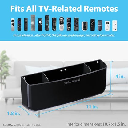TotalMount Drop-Free Remote Holder – Removable Adhesive Strips – Pro Black | Designed in the USA – Simply Put the Remotes In – No Tricky Magnet Alignment Needed (Holds 5 or 6 Remote Controls) - color: For 5 Or 6 Remotes – Premium Black