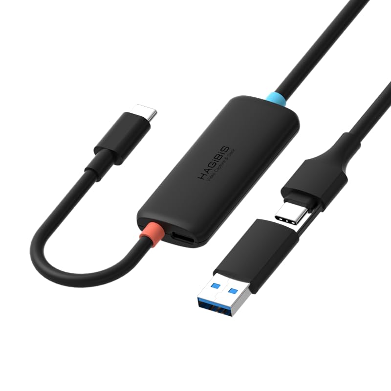 Hagibis USB3.0 Video Capture Card with 100W PD for Switch2, USB C to USB A/USB C 1080P@60fps 2K@30fps Live and Record Video Audio Game for Car Quest 3 VR PS4/5 ROG Ally Steam Deck (CC10P)