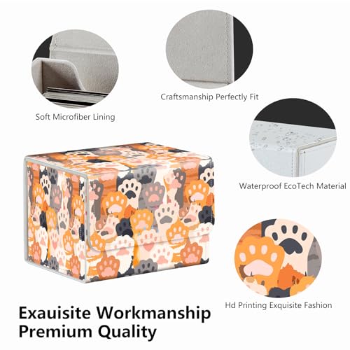 Strong Magnet Card Case Deck Box Mtg Card Box Playing Card Box Magic Deck Box Tcg Up to 200 Cards Creative Pattern Trading Card Storage Box for Collectible Card Games, Cute Cats Paw Pattern - color: Cute Cats Paw Pattern