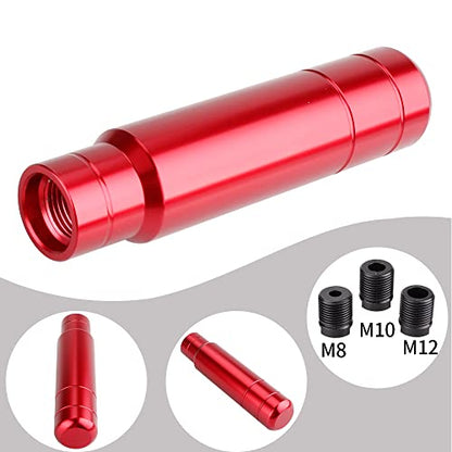BARTOO Aluminum Alloy Heavy Weighted Shifter Knob, 5" Auto Gear Shift Knob, Car Gear Lever Stick Shifter Handle,with 3 Threaded Adapters M8 M10 M12,Fit Most Automatic Manual Vehicle(Red) - color: Red