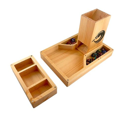 Wooden Dice Tower, DND Dice Roller with Tray | Portable Magnetic Die Roller Castle for Dungeons and Dragons, Board Game, D&D Tabletop Game and RPG Games