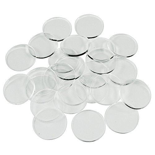 LITKO 20mm Round Miniature Bases | 1.5mm Clear Acrylic | 25 Pack | Ultra-thin — terrain shows | Compatible with Old World skirmishers & older Infinity | For historicals | Laser-cut