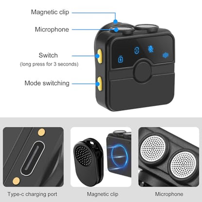 Yunseity Lavalier Microphone Wireless, 2.4G Wireless on Microphones with Noise Cancellation, Original Sound Mode for Gaming Live Streams, BT Connection (PU3155B Type-C) - style: PU3155B Type-C