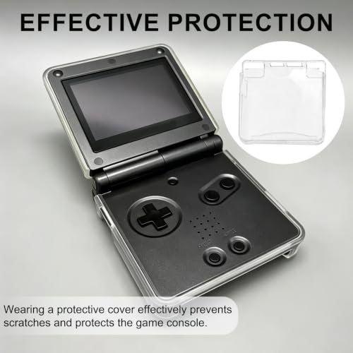 Hard Transparent Protective Case Compatible with for GBA SP Console, Clear PC Shell Cover Case with Scratch Protection, Dust Resistant Snap-On Design for Gameboy Advance SP Console Accessories