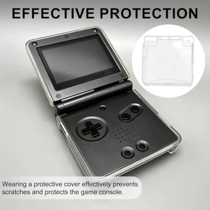 Hard Transparent Protective Case Compatible with for GBA SP Console, Clear PC Shell Cover Case with Scratch Protection, Dust Resistant Snap-On Design for Gameboy Advance SP Console Accessories