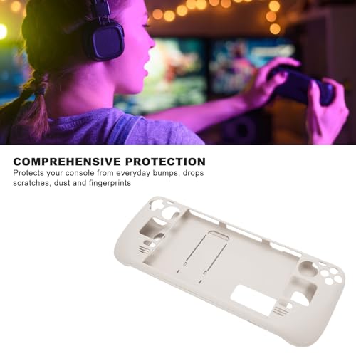 MUNEFE Kickstand Protective Case for Steam Deck, Cover Protector with Stand Base, Full Fingerprint Proof Protective Case for Protecting Your Gaming Console(Ceramic White)