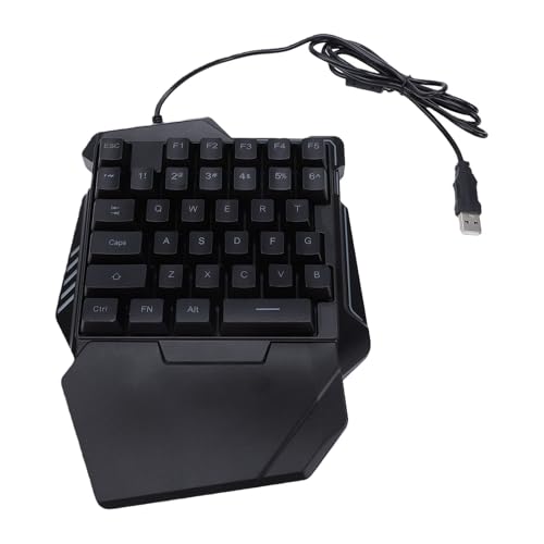 Fabater One Handed Gaming Keyboard, 35 Keys, Rainbow LED, Wired USB, Ergonomic with Wrist Rest, Mini Portable, Compatible with PC Laptop