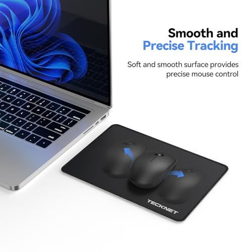 TECKNET 3 Pack Mouse Pad with Anti-fray Stitching, Waterproof Surface & Non-Slip Rubber Base with Stitched Edges Gaming Mouse Mat for Laptop，Compatible with Laser and Optical Mice - Black - color: Matte Black-3 Pack