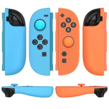 TNP JoyCon 2 Case Cover for Nintendo Switch 2 2025 - Soft Anti-Slip Silicone Protective Skin with Thumb Grip Caps Compatible with Nintendo Switch 2 Joy-Con 2 Controllers, 2 Pack (Neon Blue+Orange) - color: Neon Blue + Orange