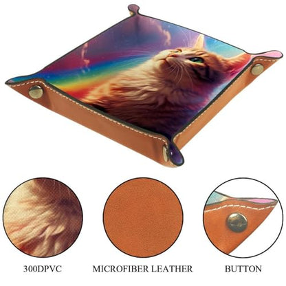 Cat Rainbow Dice Tray Dice Rolling Tray Folding Dice Holder for Dice Games, Like RPG, DND and Other Table Games - color: Multi 1