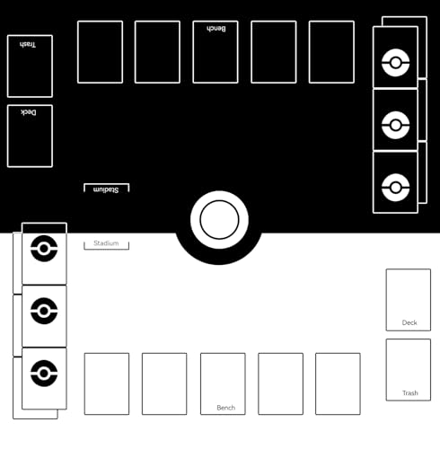 Playmat for Game Cards, 2 Player Gaming Mat Board Trading Card Game Stadium (Black-White THK 2mm) - color: Black/White