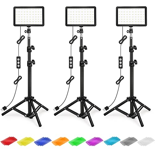 Photography Lighting Kit Dimmable 5600K USB Led Video Studio Streaming Lights with Adjustable Tripod Stand and Color Filters for Table Top/Photo Video Shooting - color: 9* Color Filters