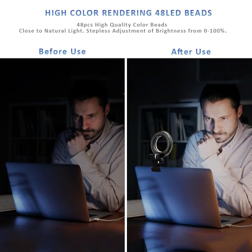 Video Conference Lighting Kit， Ring Light for Computer | Clip on Light Reading Lights, 360 ° Flexible Gooseneck Bed Night Light ， Laptop Video Conferencing - size: 6 Inch