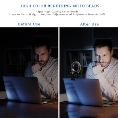 Video Conference Lighting Kit， Ring Light for Computer | Clip on Light Reading Lights, 360 ° Flexible Gooseneck Bed Night Light ， Laptop Video Conferencing - size: 6 Inch