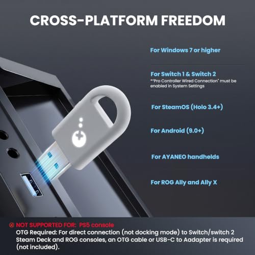 GuliKit Hyperlink 2 Fast Wireless Adapter for Xbox Series X|S Controller | For Xbox Elite 2/Xbox One Bluetooth/PS5 Dual Sense/Edge/PS4/Switch Pro Gamepad—Play on PC, Switch 1/2, Android & SteamOS