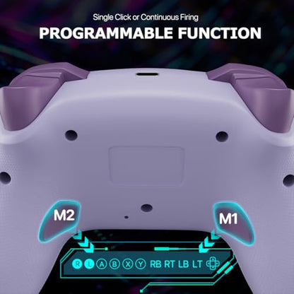 Wireless Switch Controller for Switch/Switch 2/Lite/OLED/PC Controller with Adapter, Purple Switch Controller with Hall Joysticks & Hall Triggers, Switch Pro Controller with Wake-up, 2 Back Programmable Buttons, Turbo Function